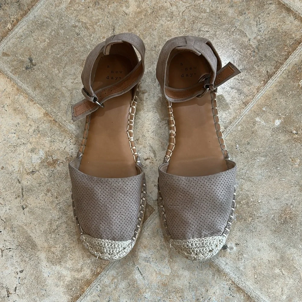 A New Day Tan Espadrille Sandals with Ankle Strap
